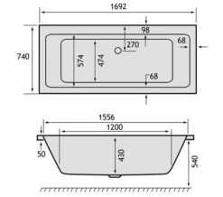 Carron Quantum Double Ended Acrylic White Bath 5mm - 1700 X 750mm -Duravit Sales Shop M700 2022 1 6 8 35 39 593