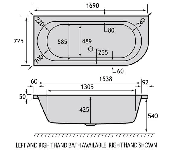 Carron Status 5mm Acrylic White Double Ended Bath 1700 X 725mm 2 Carron Status 5mm Acrylic White Double Ended Bath 1700 X 725mm - Image 2