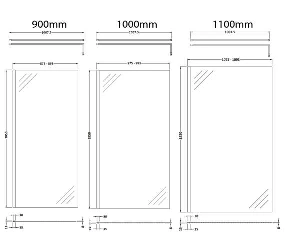 Nuie Wetroom Walk-In Shower Panel With Support Bar 4 Nuie Wetroom Walk-In Shower Panel With Support Bar - Image 4