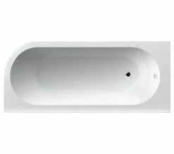 Nuie Crescent White Back To Wall Corner Bath With Panel