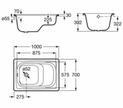 Roca Contesa White 1000 X 700mm Rectangular Steel Hip Bath