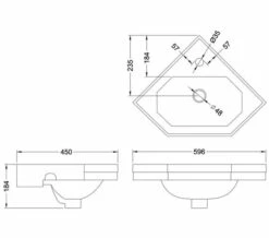 Burlington White Wall Mounted 596mm Corner Cloakroom Basin - B10 -Duravit Sales Shop M700 2022 2 7 13 56 50 896