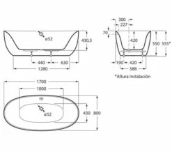 Roca Varginia White Oval 1700 X 800mm Freestanding Acrylic Bath With Waste Kit -Duravit Sales Shop M700 2022 3 29 13 43 25 788