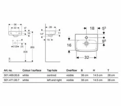 Geberit Selnova Square 360 X 280mm Handrinse Washbasin -Duravit Sales Shop M700 2022 5 21 11 29 18 725