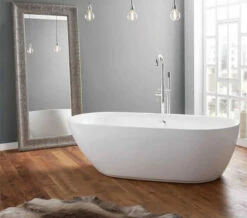 April Cayton Contemporary White Freestanding Oval Shaped Bath
