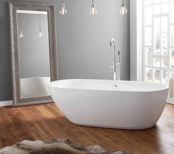 April Cayton Contemporary White Freestanding Oval Shaped Bath 1 April Cayton Contemporary White Freestanding Oval Shaped Bath
