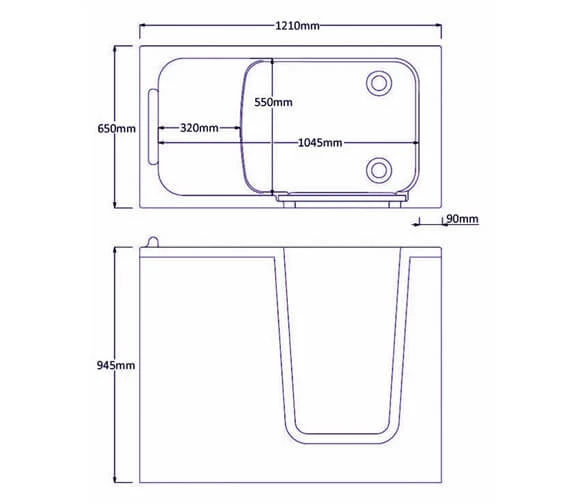 Trojan Comfort 1210 X 650mm Easy Access Deep Soak Bath White 2 Trojan Comfort 1210 X 650mm Easy Access Deep Soak Bath White - Image 2