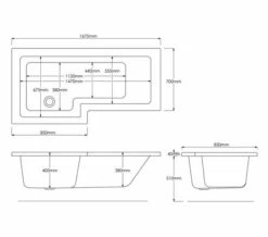 Trojan Elite L Shaped 1675 X 700-850mm Encapsulated Baseboard Shower Bath -Duravit Sales Shop M700 2022 7 12 13 35 50 931