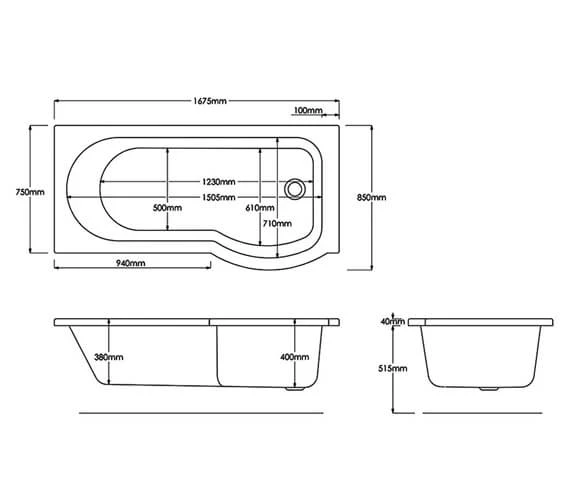 Trojan Concert P Shaped Encapsulated Baseboard Shower Bath White 2 Trojan Concert P Shaped Encapsulated Baseboard Shower Bath White - Image 2