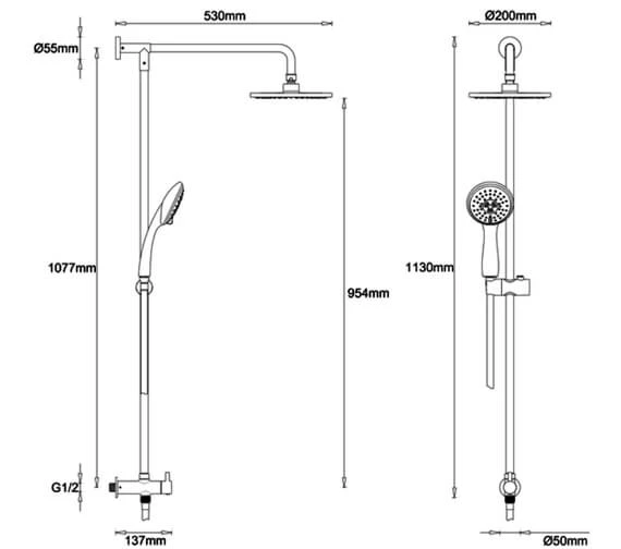 Crosswater Fusion Shower Diverter With Fixed Head And Handset Kit Chrome 2 Crosswater Fusion Shower Diverter With Fixed Head And Handset Kit Chrome - Image 2