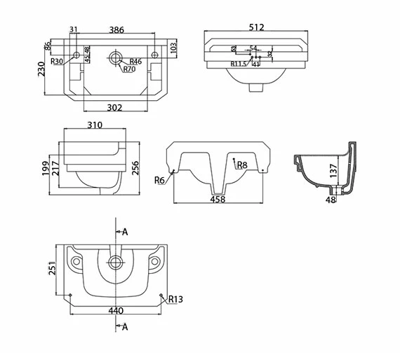 Burlington Edwardian 510mm Cloakroom Basin 3 Burlington Edwardian 510mm Cloakroom Basin - Image 3