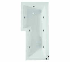 Aqua Edition Blok L Shaped Whirlpool Shower Bath With Front Panel