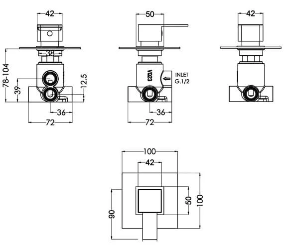 Nuie Sanford 2-3-4 Way Concealed Diverter Chrome 2 Nuie Sanford 2-3-4 Way Concealed Diverter Chrome - Image 2