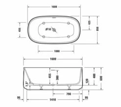 Duravit Zencha 1600 X 850mm Air System Whirlpool Bath With 1 Backrest Slope -Duravit Sales Shop M700 2022 9 7 14 39 56 760