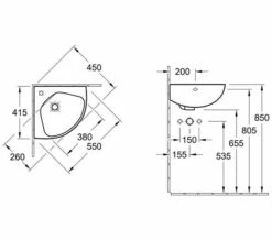 Villeroy & Boch Villeroy And Boch O.Novo 415mm 1 Taphole White Alpin Corner Basin With Overflow -Duravit Sales Shop M700 2023 1 10 12 7 24 919