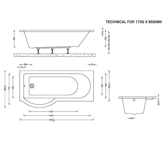 IMEX Arco White Shower Bath 4 IMEX Arco White Shower Bath - Image 4