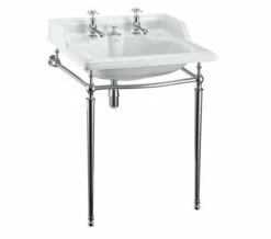 Burlington Classic White 2TH Basin With Invisible Overflow And Wash Stand