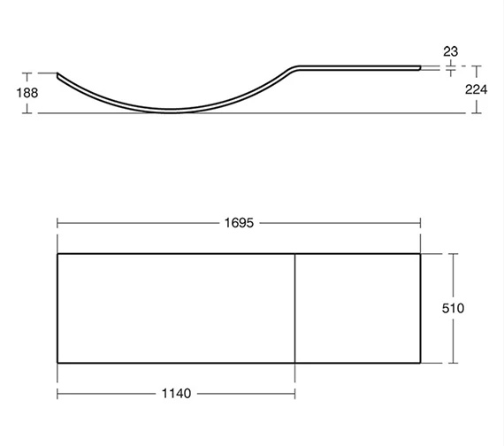 Ideal Standard Concept 1700mm White Curved Shower Bath Front Panel 2 Ideal Standard Concept 1700mm White Curved Shower Bath Front Panel - Image 2
