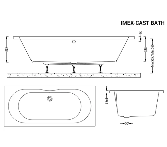 IMEX Wave 1800 X 800mm White Double Ended Bath 3 IMEX Wave 1800 X 800mm White Double Ended Bath - Image 3