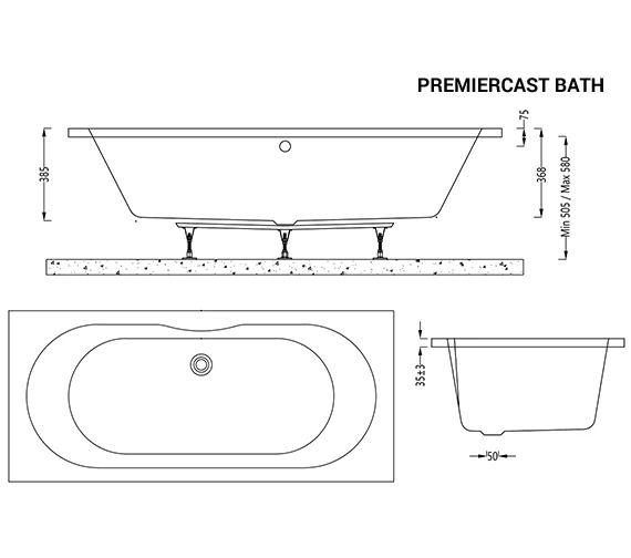 IMEX Wave 1800 X 800mm White Double Ended Bath 4 IMEX Wave 1800 X 800mm White Double Ended Bath - Image 4