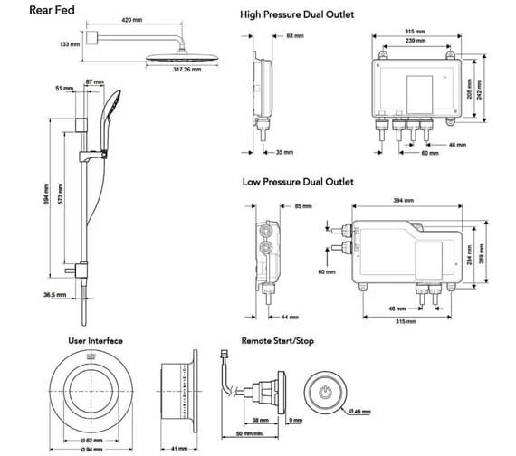 Mira Mode Maxim Concealed Dual Thermostatic Digital Mixer Shower White-Chrome 2 Mira Mode Maxim Concealed Dual Thermostatic Digital Mixer Shower White-Chrome - Image 2