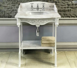 Burlington Carrara Marble Slab And Basin With Aluminium Washstand