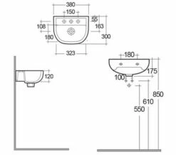RAK Compact Special Needs 380mm White Wall Hung Basin -Duravit Sales Shop M700 2023 2 27 11 51 28 165