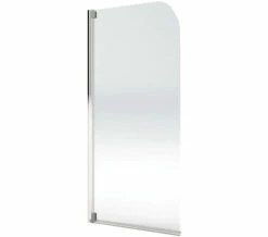 Aqualux Aqua 4 Polished Silver Finish Clear Glass 800mm Half Frame Bath Screen