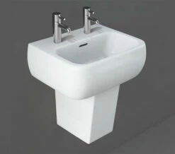 RAK Metropolitan 1 Tap Hole White Basin With Semi Pedestal 420mm - MET42BAS1 -Duravit Sales Shop M700 2023 2 28 10 8 16 97