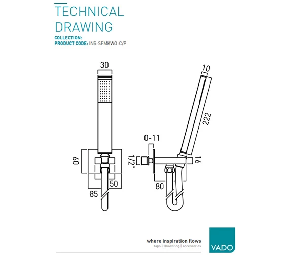 Vado Instinct Single Function Chrome Mini Shower Kit With Integrated Outlet 2 Vado Instinct Single Function Chrome Mini Shower Kit With Integrated Outlet - Image 2