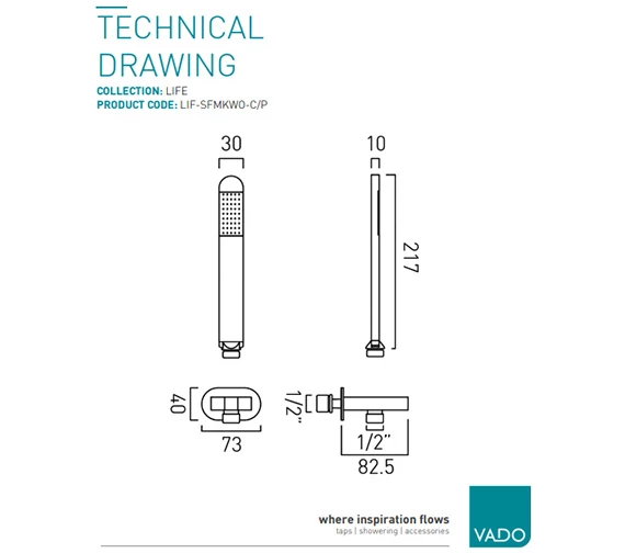 Vado Life Single Function Chrome Mini Shower Kit With Integrated Outlet 2 Vado Life Single Function Chrome Mini Shower Kit With Integrated Outlet - Image 2