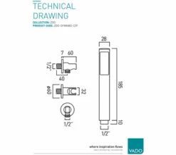 Vado Zoo Single Function Chrome Mini Shower Kit With Integrated Outlet -Duravit Sales Shop M700 2023 2 8 7 6 1 277