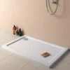 Nuie Hydrastone 1100mm Rectangular White Shower Tray - Corner Waste