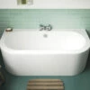 Nuie Shingle 1700 X 750mm Curved Back To Wall White Bath With Panel