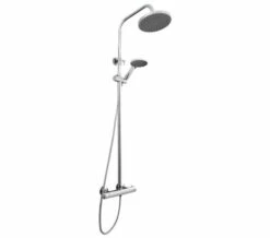 Nuie Round Chrome Thermostatic Bar Valve With Telescopic Kit And Handset