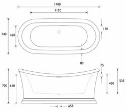 Heritage Orford 1700 X 740mm Freestanding Double Ended Acrylic Bath -Duravit Sales Shop M700 2023 5 27 9 54 1 413