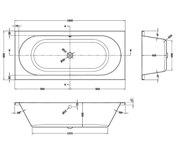 Nuie Otley Round Double Ended White Acrylic Bath 4 Nuie Otley Round Double Ended White Acrylic Bath - Image 4