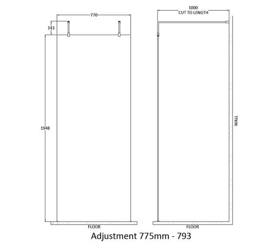 Hudson Reed Walk-In Wetroom Screen With Chrome Support Arms And Feet 3 Hudson Reed Walk-In Wetroom Screen With Chrome Support Arms And Feet - Image 3
