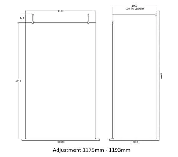 Hudson Reed Walk-In Wetroom Screen With Chrome Support Arms And Feet 7 Hudson Reed Walk-In Wetroom Screen With Chrome Support Arms And Feet - Image 7