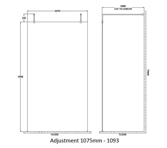 Hudson Reed Walk-In Wetroom Screen With Chrome Support Arms And Feet 6 Hudson Reed Walk-In Wetroom Screen With Chrome Support Arms And Feet - Image 6