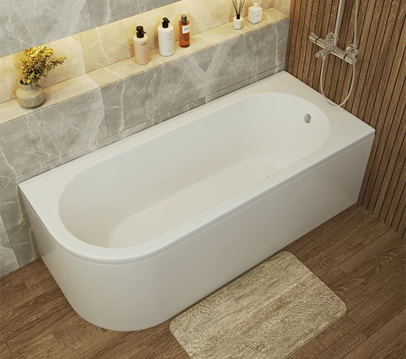 QS Basic Curve 1700 X 725mm White Back-To-Wall Corner Bath 1 QS Basic Curve 1700 X 725mm White Back-To-Wall Corner Bath