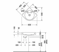 Duravit Architec 635mm Corner Washbasin - 0448450000 -Duravit Sales Shop QS D19356 2 mn