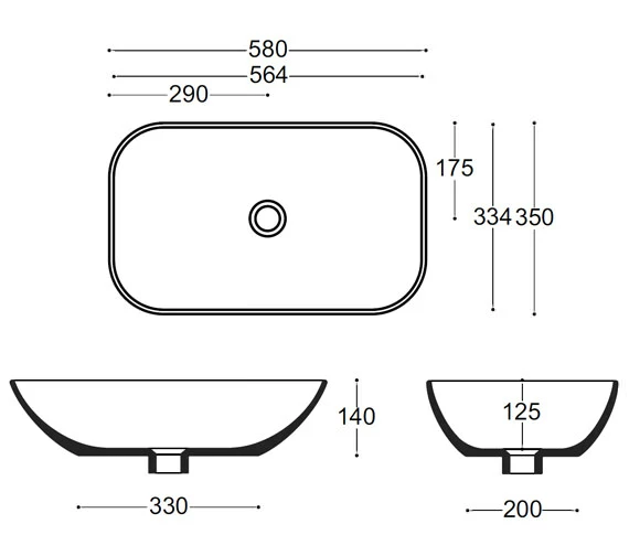 Crosswater Serene 580mm X 350mm Countertop Basin 3 Crosswater Serene 580mm X 350mm Countertop Basin - Image 3
