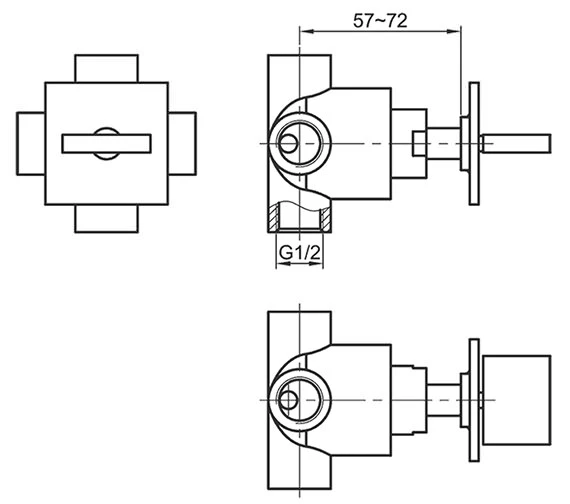 IMEX Bloque Chrome Wall Mounted Concealed 4 Way Diverter Valve - BQ4WDIV 2 IMEX Bloque Chrome Wall Mounted Concealed 4 Way Diverter Valve - BQ4WDIV - Image 2