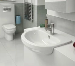 IMEX Ivo White 550mm 1 Tap Hole Semi Countertop Basin - LS1076 -Duravit Sales Shop QS V15294 3 mn