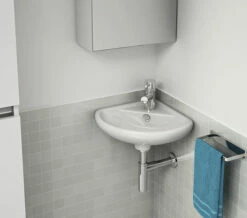 IMEX Ivo White 440 X 310mm 1 Taphole Handrinse Corner Basin