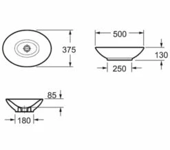 IMEX Fyori Elliptical White 500mm Vessel Basin - LW1054 -Duravit Sales Shop QS V15303 2 mn