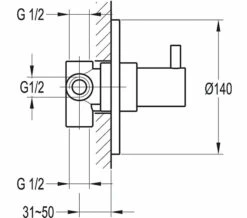 Flova Levo Diamond Chrome Finish Concealed Shut Off Valve With 3 Way Diverter 3 Flova Levo Diamond Chrome Finish Concealed Shut Off Valve With 3 Way Diverter -Duravit Sales Shop QS V15379 2 mn