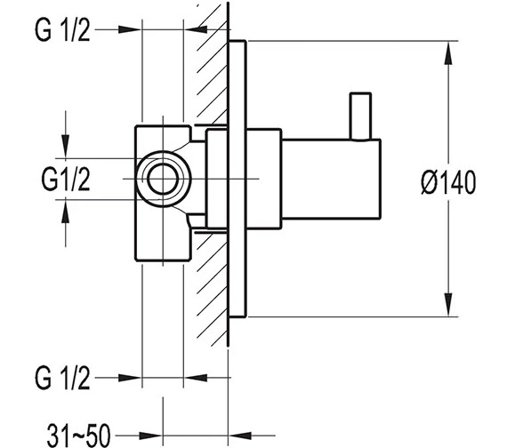 Flova Levo Diamond Chrome Finish Concealed Shut Off Valve With 3 Way Diverter 2 Flova Levo Diamond Chrome Finish Concealed Shut Off Valve With 3 Way Diverter - Image 2