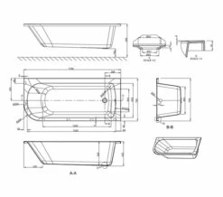 Cleargreen Viride 1700mm X 750mm Offset Bath -Duravit Sales Shop QS V17536 2 mn 1